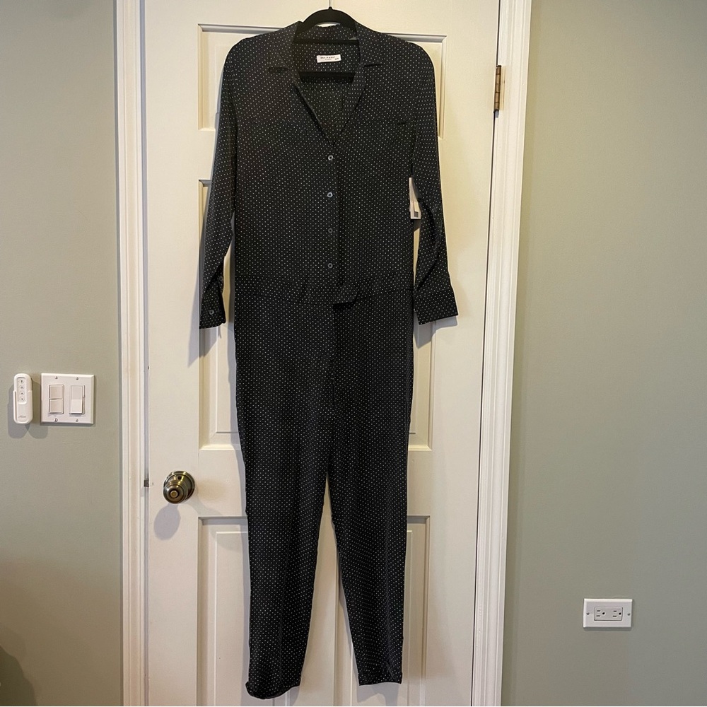 Equipment Black Jumpsuit with Long Sleeves and Relaxed Fit